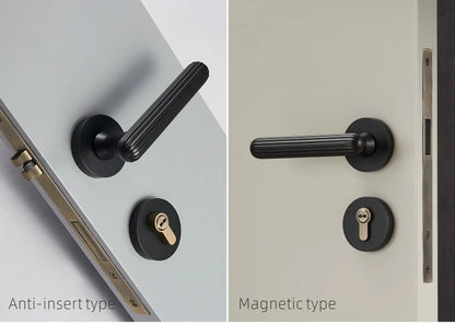 Brass Door Lever Handle Lock Modern Interior Bedroom Bathroom