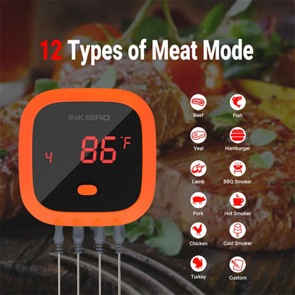 Wireless BBQ Meat Thermometer 4-Probe with App Control & Timer