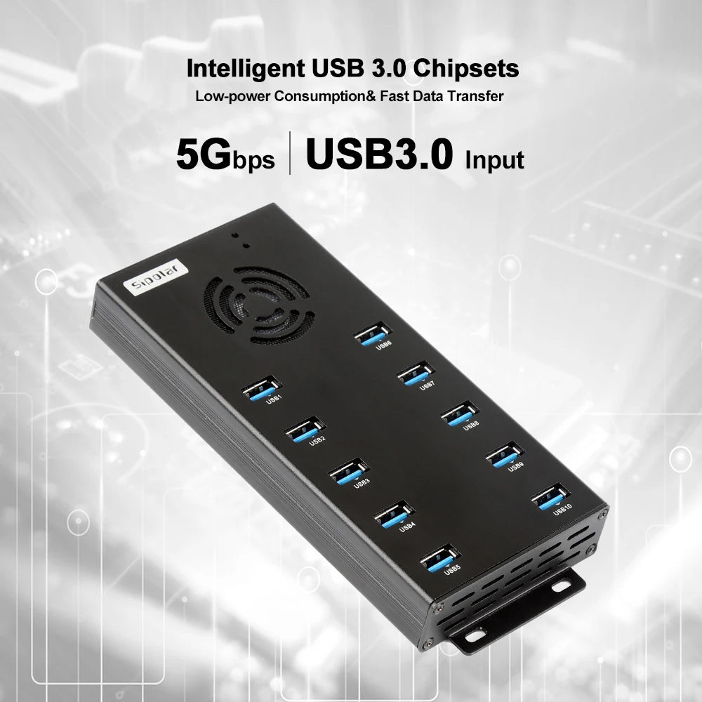 High-Speed 10-Port USB Hub 5Gbps Charger for Devices
