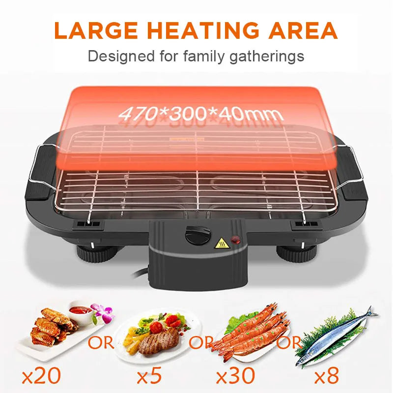 Portable 1300W Electric Table Grill for BBQ Camping