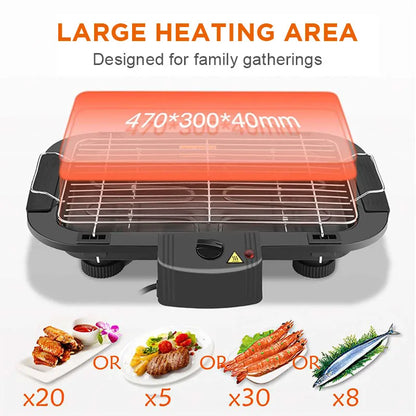 Portable 1300W Electric Table Grill for BBQ Camping