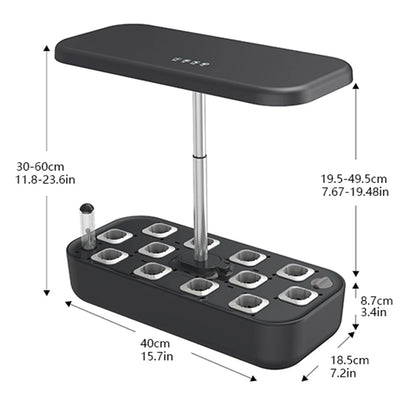 Black Smart Hydroponic Garden Kit with LED Light for Home