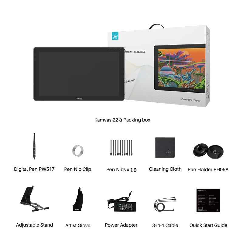 HUION Kamvas 21.5" Graphic Tablet Pen Display with Anti-Glare Screen