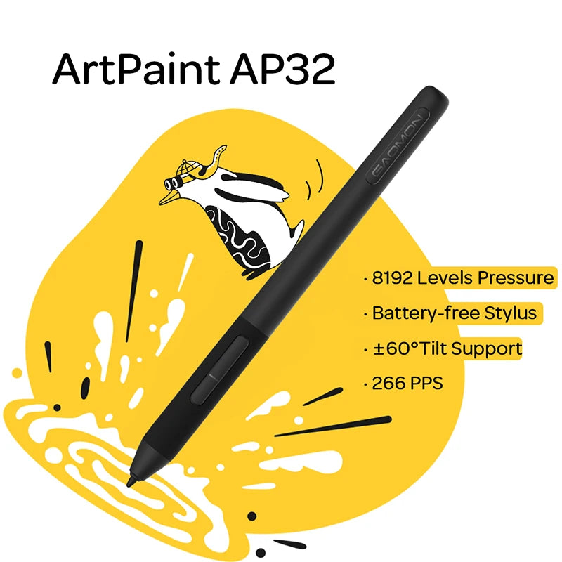 12 Inch Drawing Tablet with Battery-Free Pen & 8 Keys