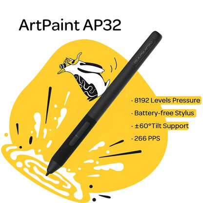 12 Inch Drawing Tablet with Battery-Free Pen & 8 Keys