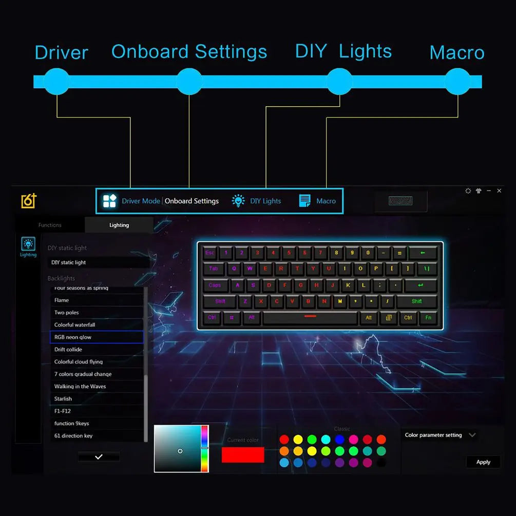 Portable Bluetooth RGB Keyboard Clicky Blue Switch