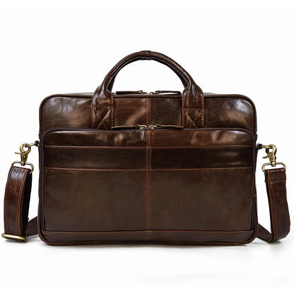 Brown Oil Leather 16 Business Laptop Briefcase Bag