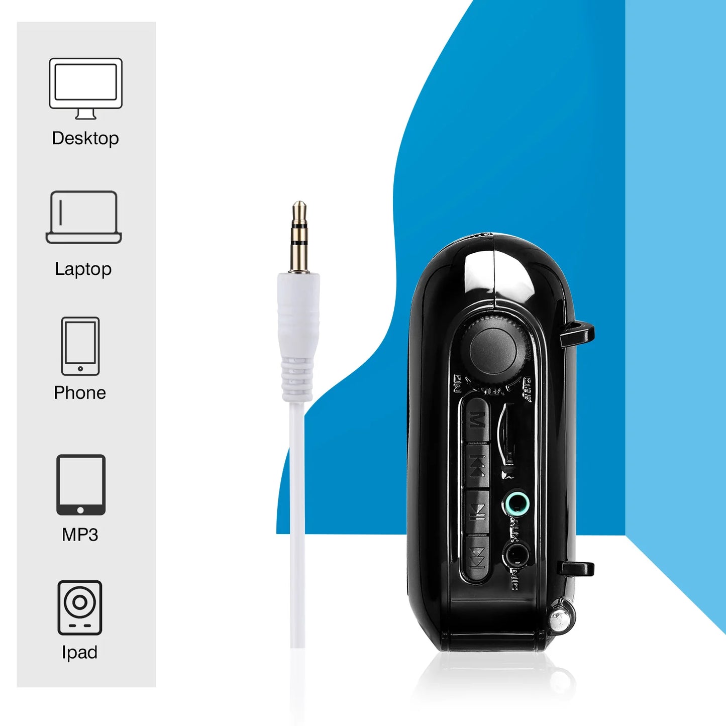 Portable Bluetooth Voice Amplifier with UHF Mic & USB Playback