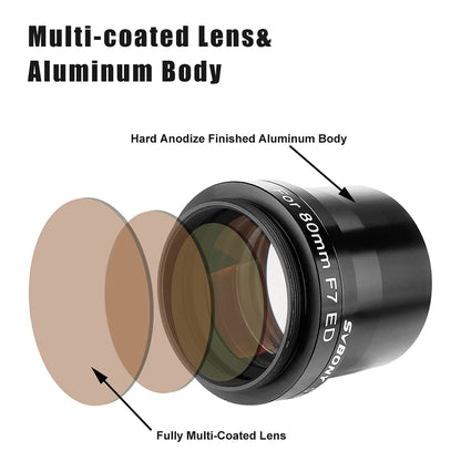 0.8x Field Flattener Focal Reducer for 80mm ED Telescopes