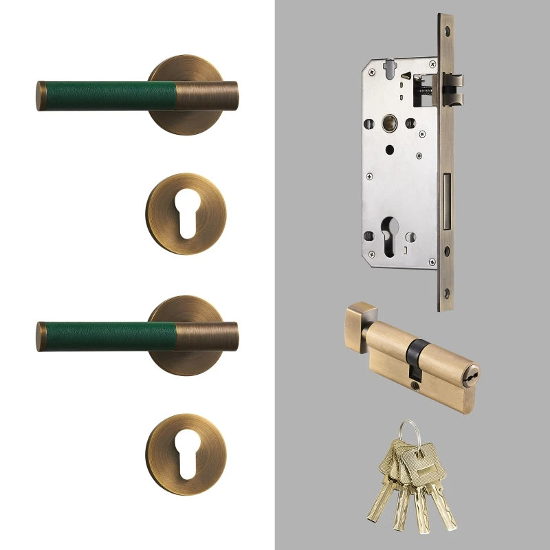 Green Dummy Handle Set for Double Wood Doors
