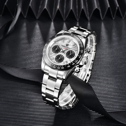 Chronograph Watch Gold White Dial with Sapphire Glass