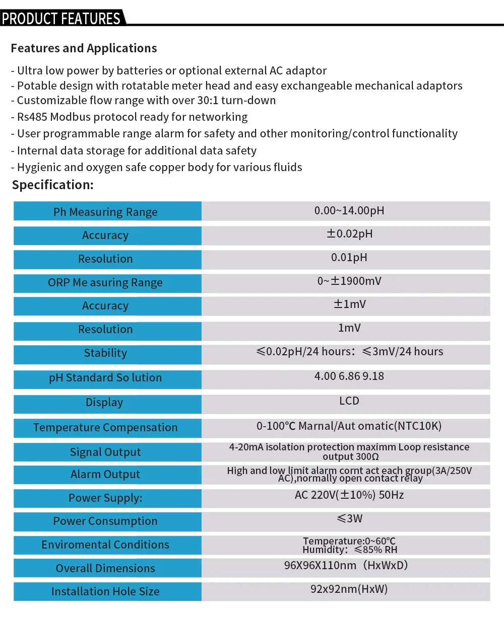 4-Fluorine Electrode Industrial PH/ORP Sensor Probe