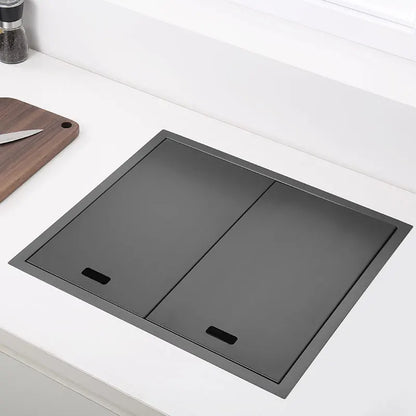 Black Concealed Kitchen Sink with Tap and Bowl