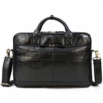 Black Oil Leather 16 Business Laptop Messenger Bag