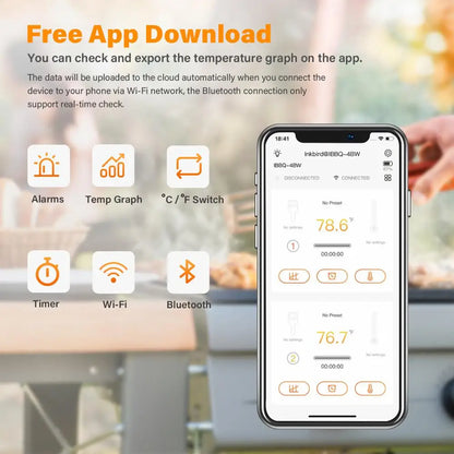 Wireless WiFi BBQ Thermometer 4 Probe Smart Grill