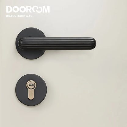 Brass Door Lever Handle Lock Modern Interior Bedroom Bathroom