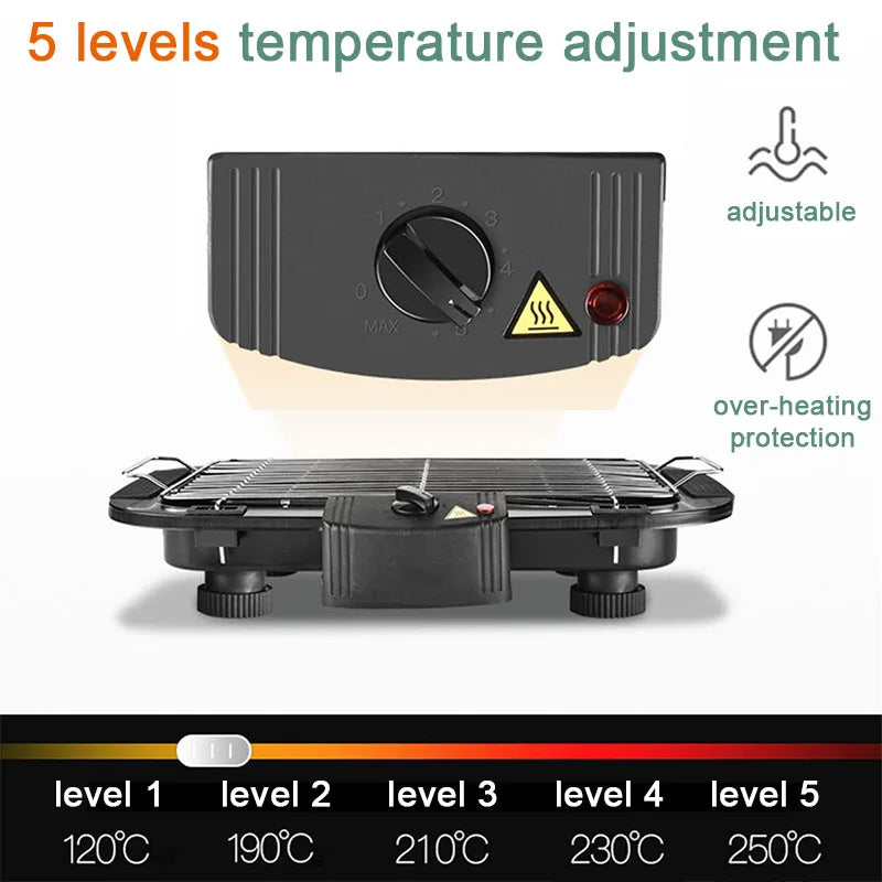 Portable 1300W Electric Table Grill for BBQ Camping
