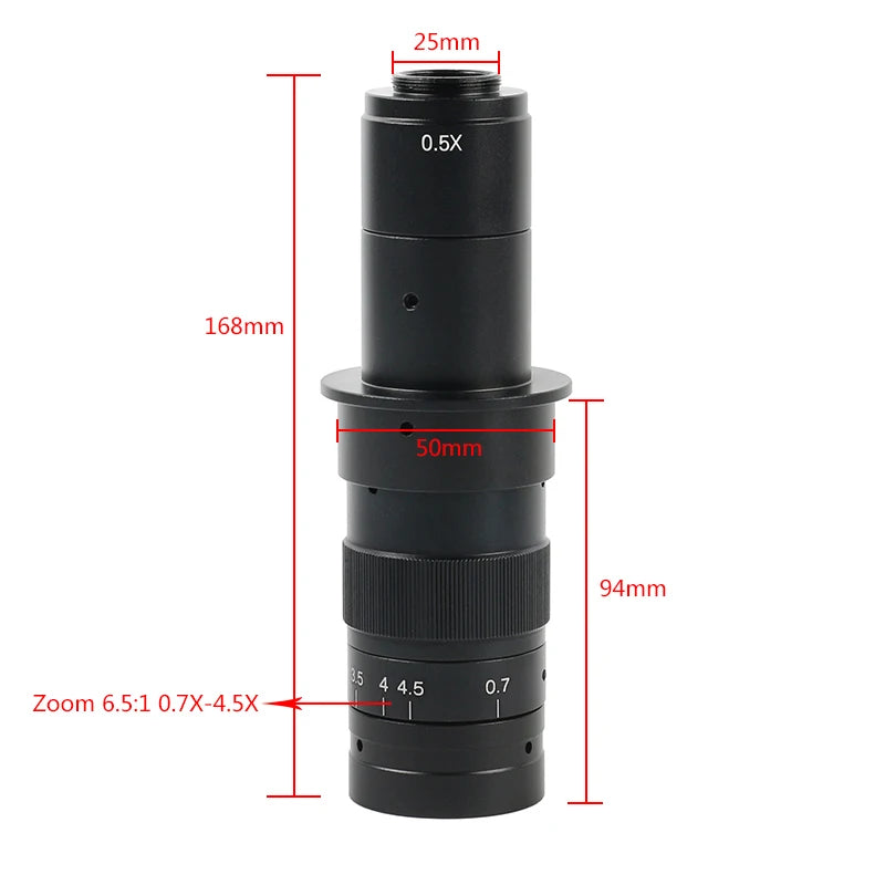 5X-360X Adjustable Zoom C-Mount Microscope Lens