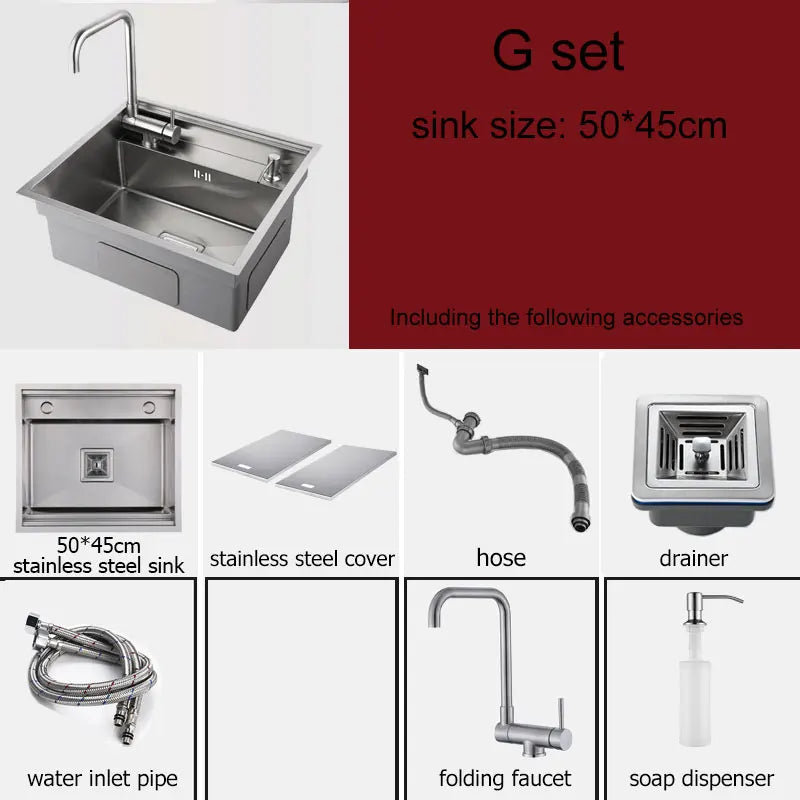 Black Concealed Kitchen Sink with Tap and Bowl