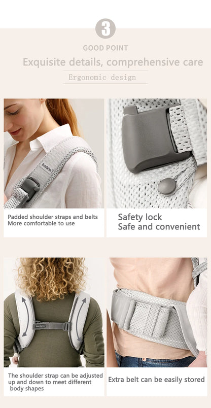 Ergonomic Breathable Baby Sling Carrier Portable Light Blue