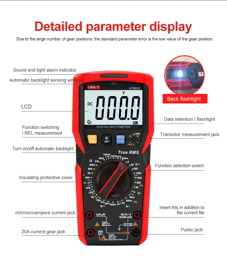 UT89XE Digital Multimeter Professional Auto-Ranging Tester