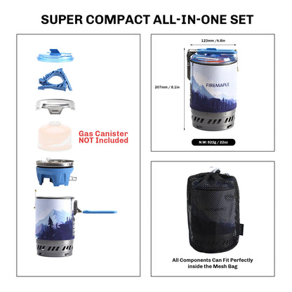 Blue Lightweight Jet Burner Camping Stove Set