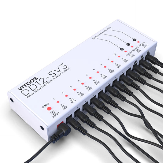 Fully Isolated 12-Output Pedal Power Supply with Noise Reduction