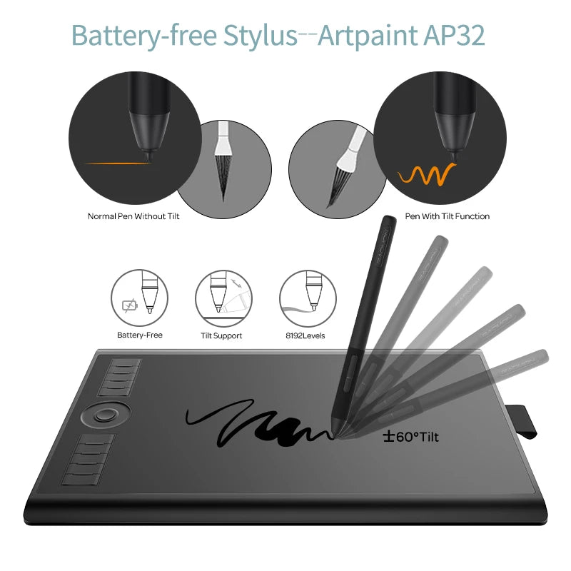10x6.25" Graphics Tablet with 10 Shortcut Keys