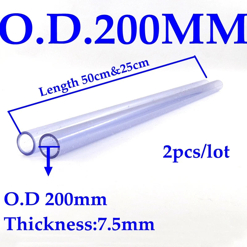 Clear Blue UPVC Water Hose Aquarium Tube 2pcs 200mm