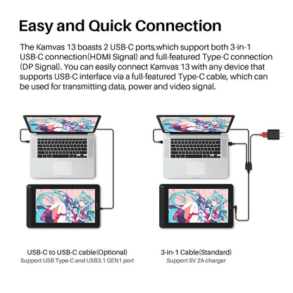 13 Inch Black Drawing Tablet Monitor with Stand 8192 Levels