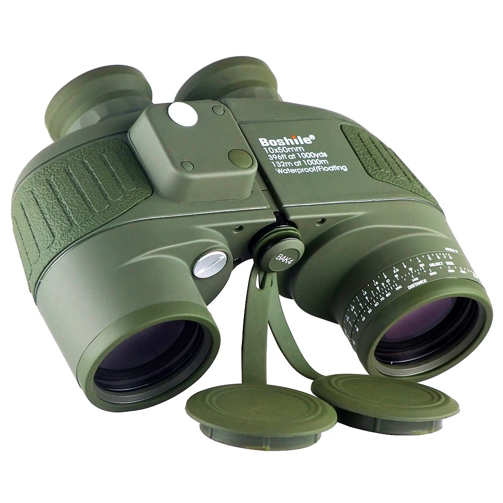 Green 10x50 Tactical Binoculars Rangefinder Compass Waterproof