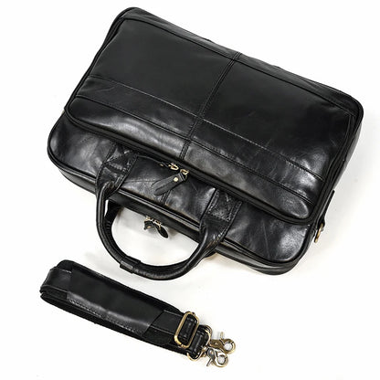 Black Oil Leather 16 Business Laptop Messenger Bag