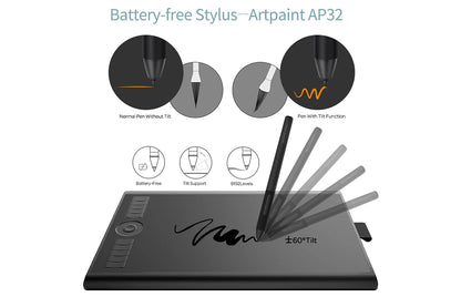 10x6.25" Graphics Tablet with 10 Shortcut Keys