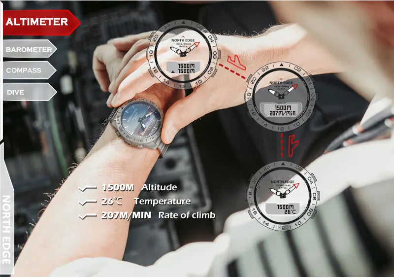 Rugged Steel Dive Smartwatch 200m Waterproof with Altimeter and Compass