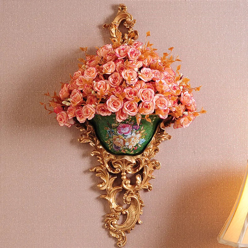 Luxury Resin Wall Decoration Faux Plant Vase
