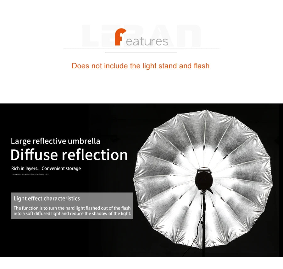 Portable 178cm Photography Umbrella with Diffuser