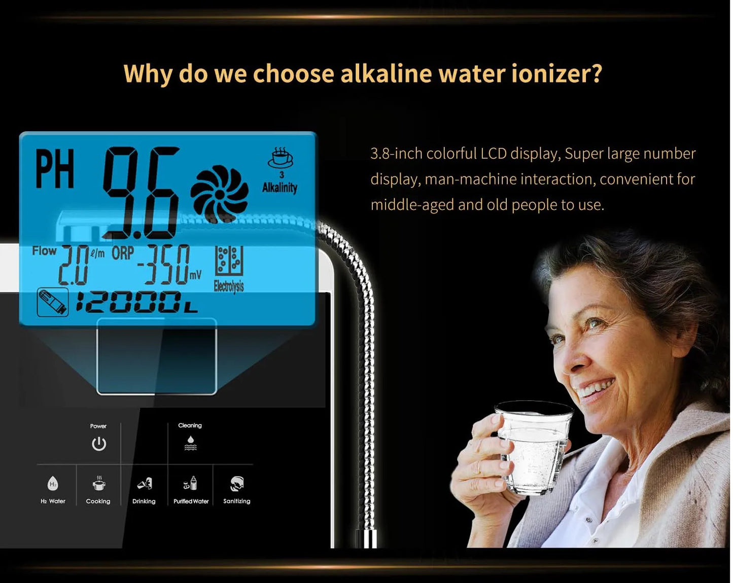Touchscreen Hydrogen Water Generator with Auto-Cleaning
