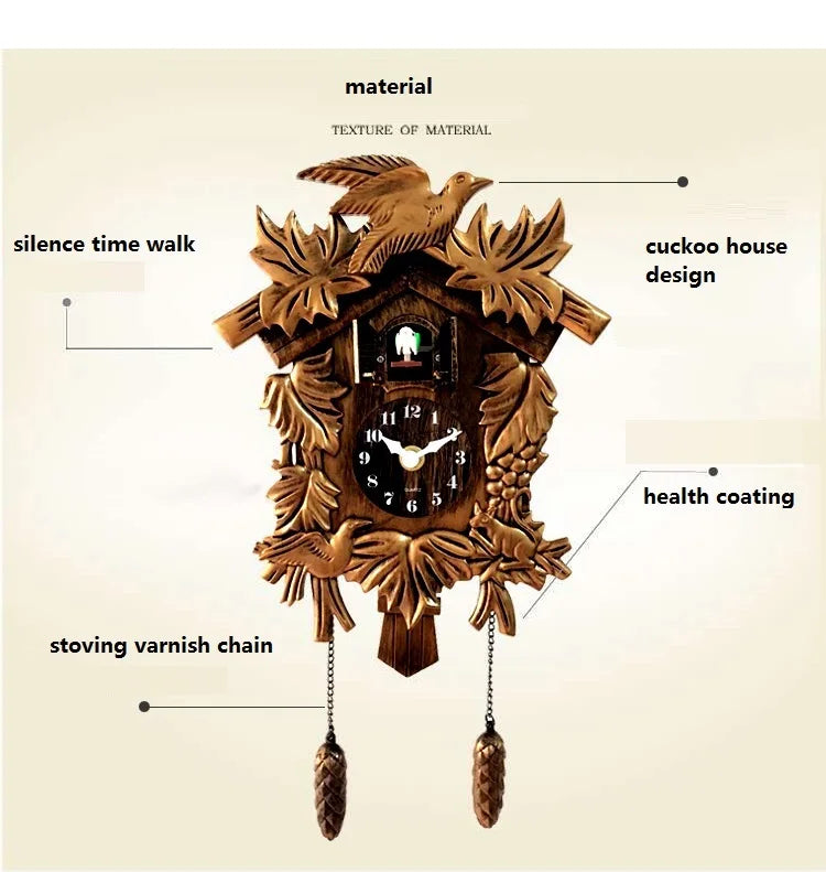 Modern Cuckoo Wall Clock with Bird Sound and Alarm