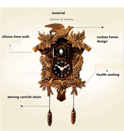 Modern Cuckoo Wall Clock with Bird Sound and Alarm
