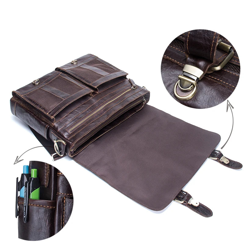 Large Leather Messenger Bag for Work Travel Laptop
