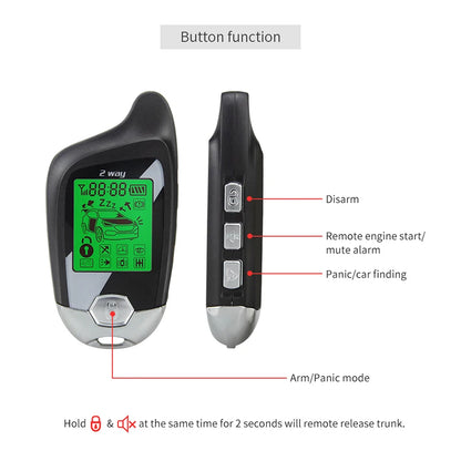 2-Way Car Alarm System with LCD Remote Starter