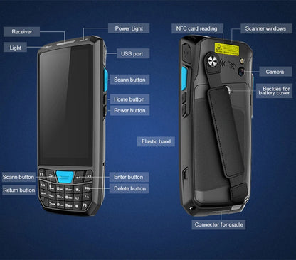 Portable NFC 2D Barcode Scanner Android 13 Handheld 4G Device