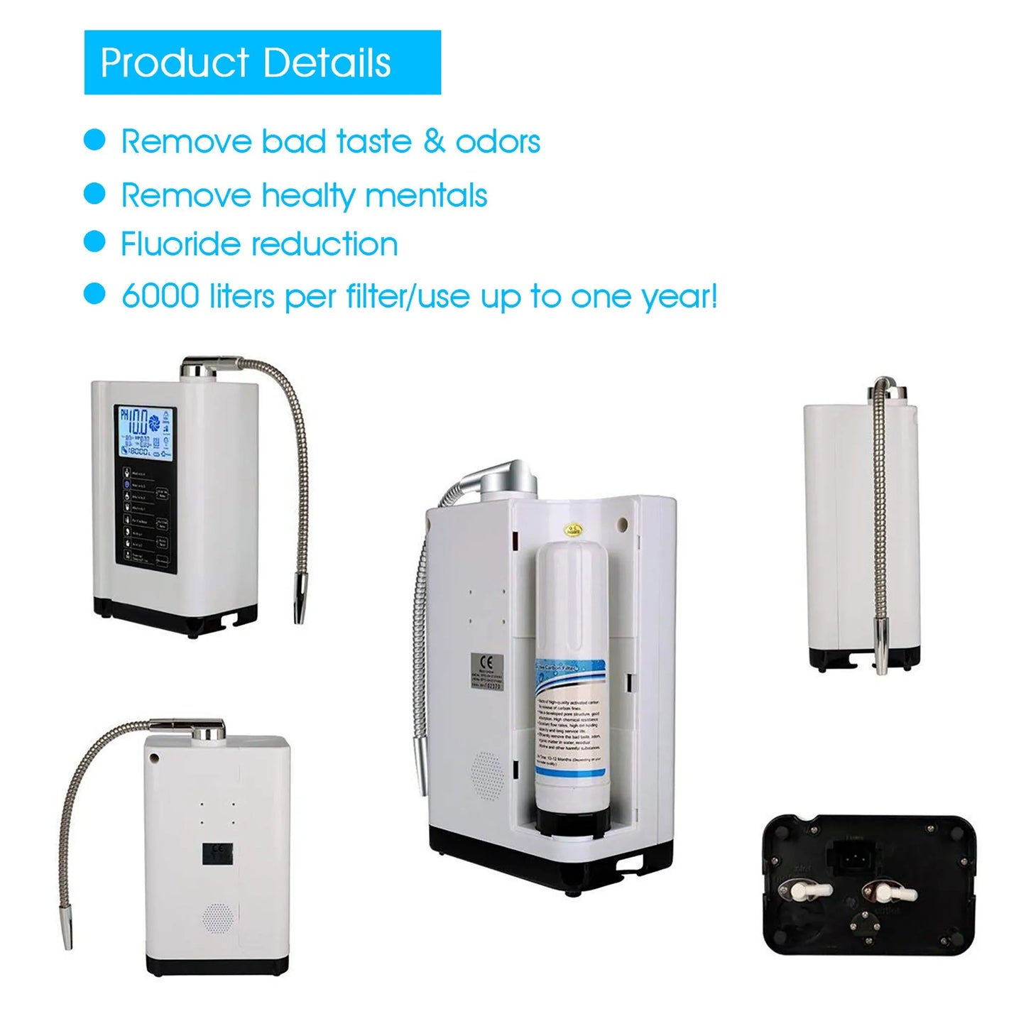 White Alkaline Water Ionizer Hydrogen Generator for Home