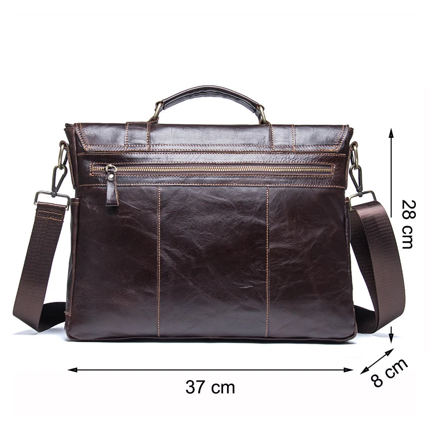 Large Leather Messenger Bag for Work Travel Laptop