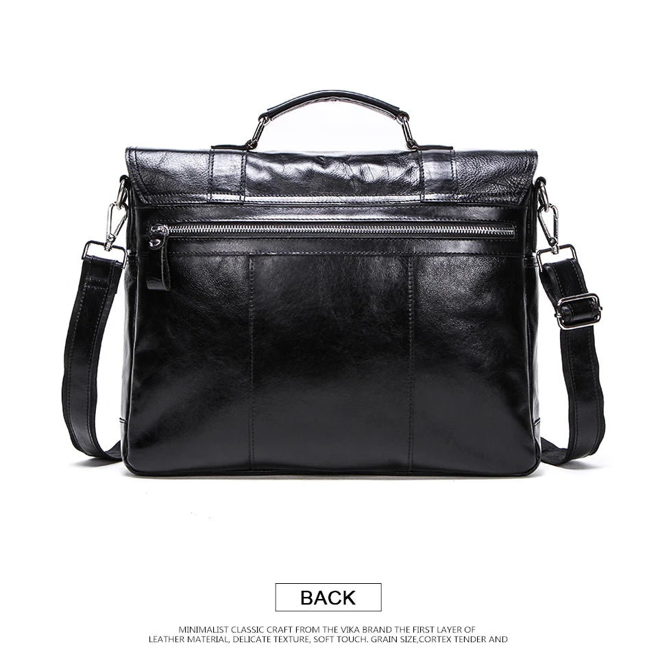 Luxury Leather Business Handbag with Shoulder Strap