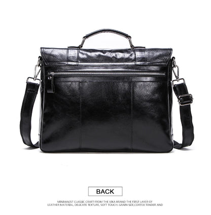 Luxury Leather Business Handbag with Shoulder Strap
