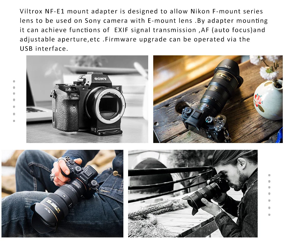 Nikon F to Sony E Mount Auto Focus Lens Adapter