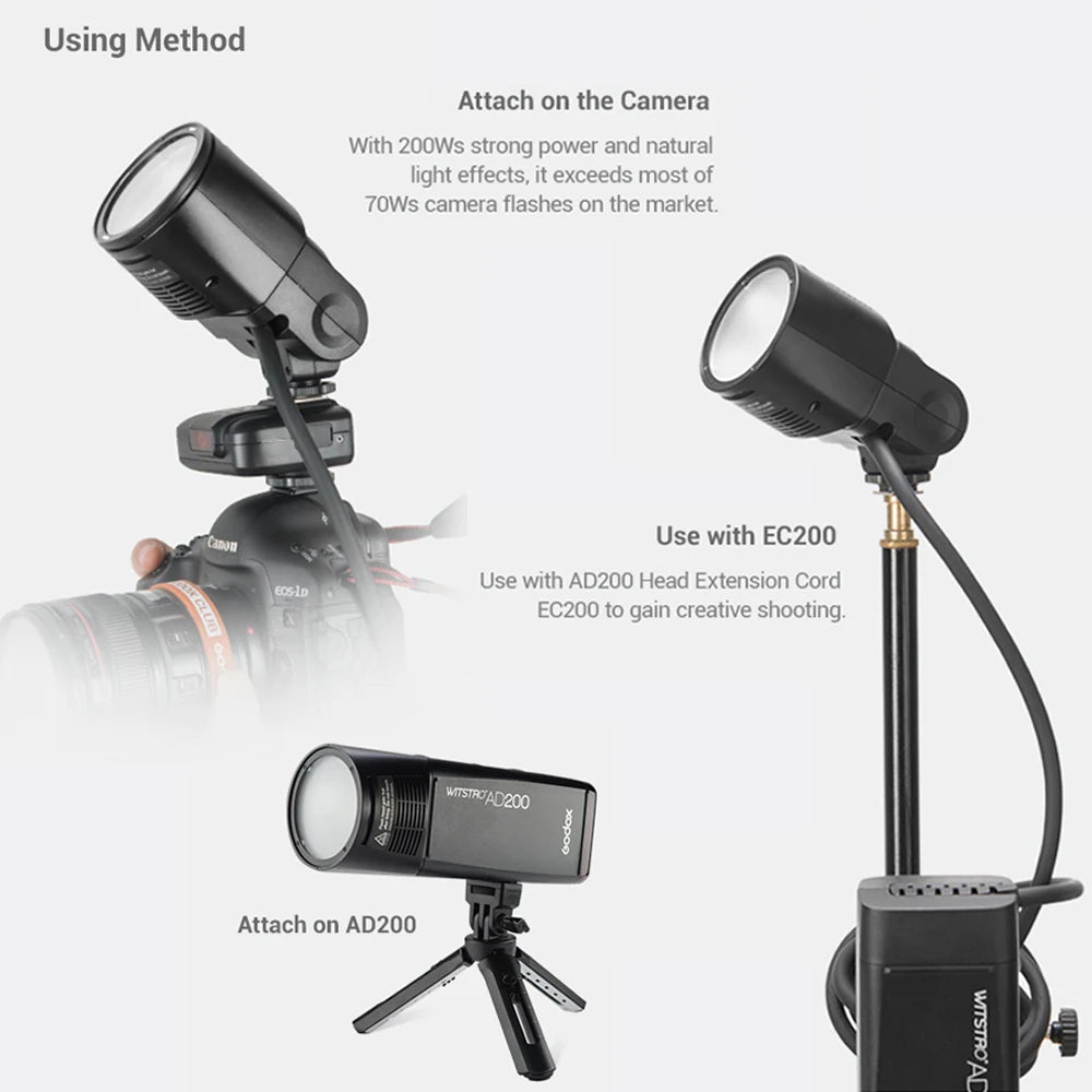 Portable Studio Flash Extension Head with Spiral Tube
