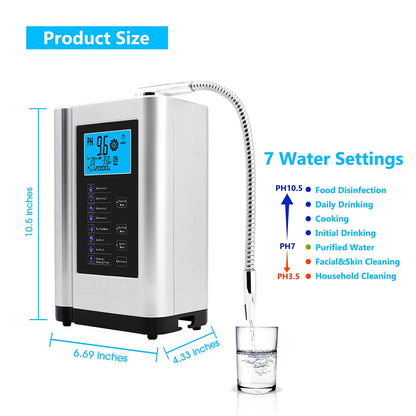 Blue Alkaline Water Ionizer Machine with pH Control