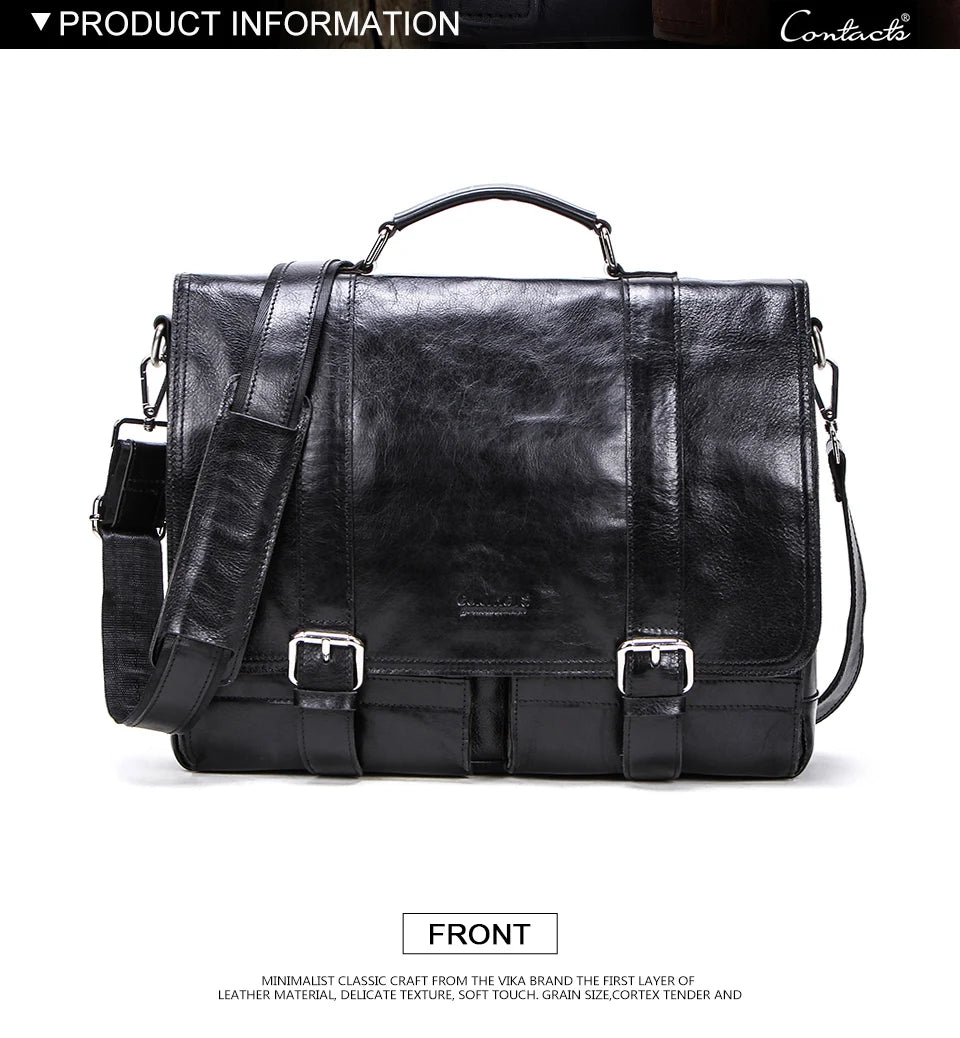 Luxury Leather Business Handbag with Shoulder Strap